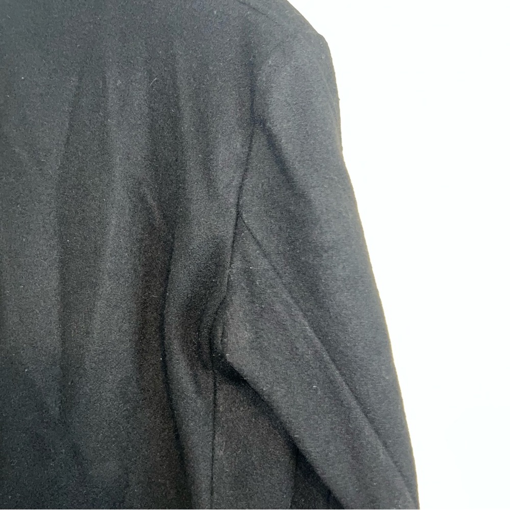 Vintage Hunter’s Run Pure New Wool And Leather Trim Black Long Coat - Picture 9 of 14